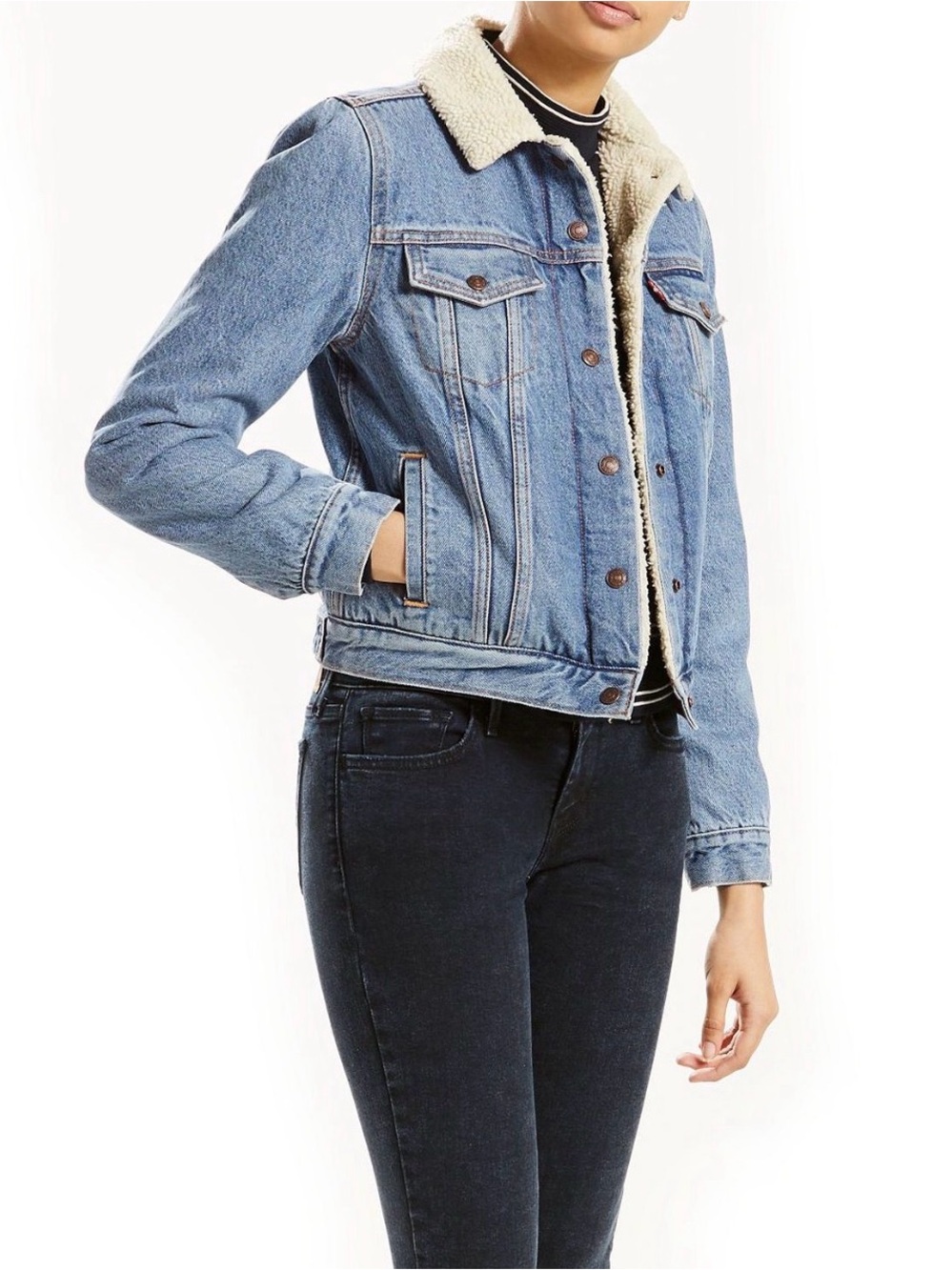 ✨ Levi’s Premium Original Sherpa Trucker Jacket, NWT - Picture 3 of 8